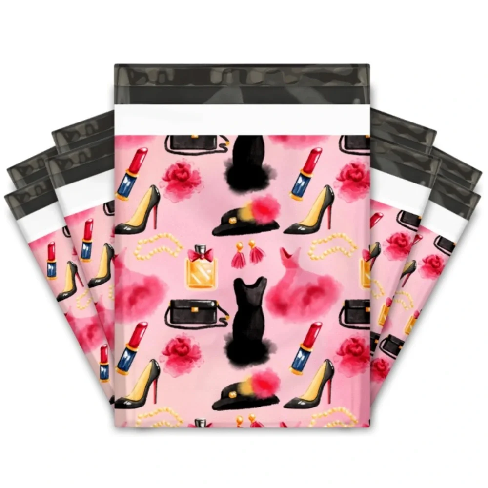 Fashion Boutique 10x13 Poly Mailers Set of 20 Pink High Heel Purse Lipstick New